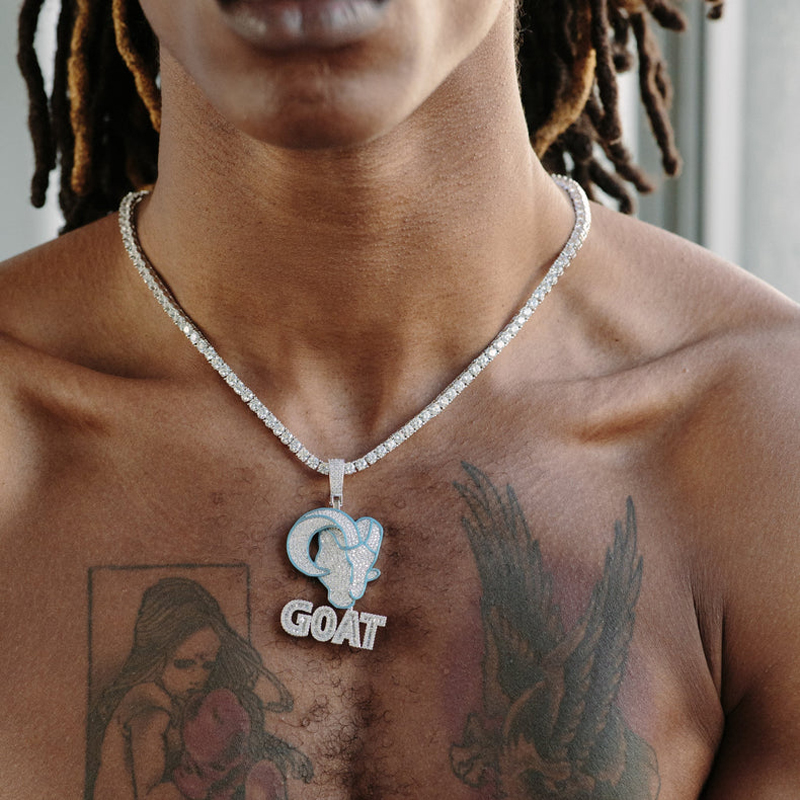 Fashion Cute Animal Goat Head Pendant Hip Hop Bling 5A CZ Paved Necklace Iced Out Cubic Zirconia Fashion Jewelry for Men