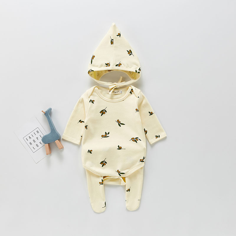 MILANCEL Spring Baby Set Cotton Bodysuit Pants And Hat 3Pcs Casual Infant Suit Print Toddler Clothes 220326