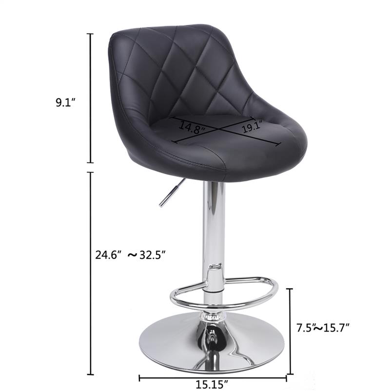 WACO Modern Bar Stools High Tools Type 2pcs Adjustable Chair Disk Rhombus Backrest Design Dining Counter Pub Chairs Black286M5723841