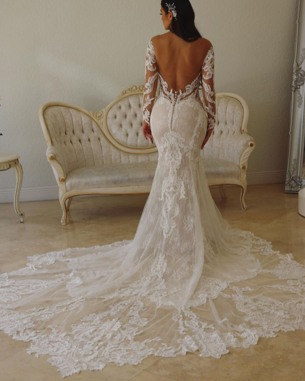 Sexy Modern V Neck Mermaid Wedding Dresses Elegant Backless Slim Fit Sweep Train Lace Appliques Bridal Gowns Summer Formal Dress