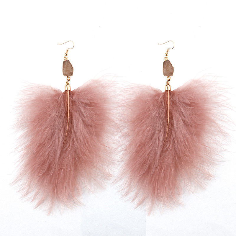 Fashion Jewelry Women Ostrich Feather Druzy Stone Long Dangle Drop Earrings Gift
Fashion Jewelry Women Ostrich Feather Druzy Stone Long Dangle Drop Earrings Gift