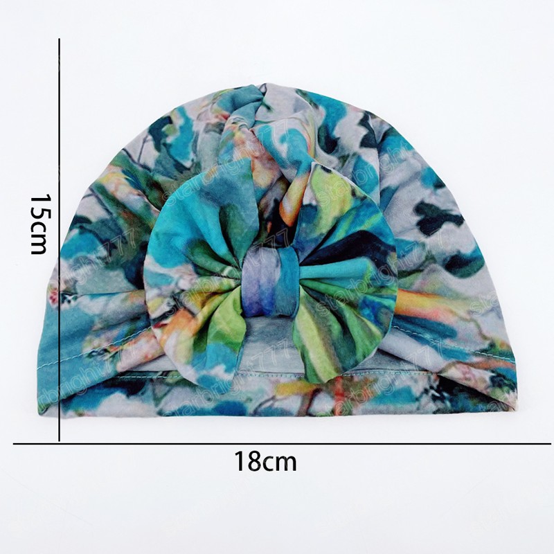 Sweet Print Bowknot Baby Hats Comfortable Soft Caps Spring Autumn Infant Fashion Headwear Children Ornaments Photo Props