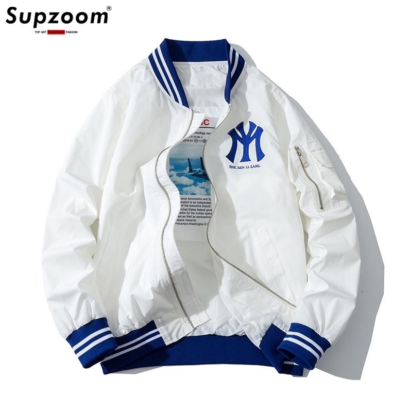 Arrival Stand Collar Coat Baseball Uniform Zipper Cotton Liner Rib Sleeve Loose Brand Clothing Bomber Jacket Men 220816, White 
Arrival Stand Collar Coat Baseball Uniform Zipper Cotton Liner Rib Sleeve Loose Brand Clothing Bomber Jacket Men 220816, White