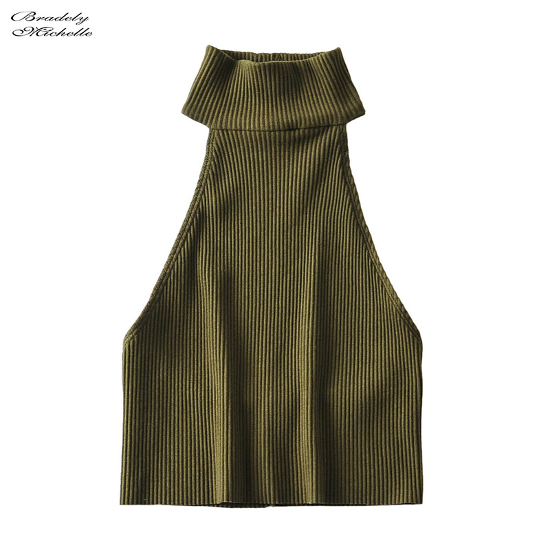 Summer Women Sexy Knitted Cotton off shoulder sleeveless CropTops bodycon Ribbed Halter Tanks 220325