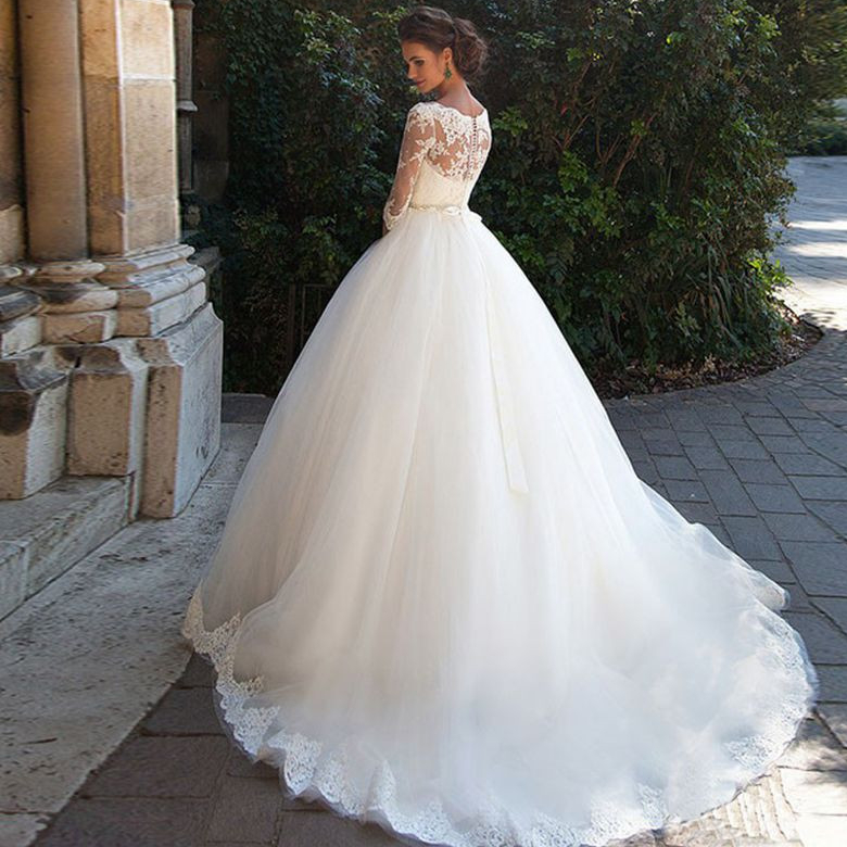 Ball Gown Wedding Dresses Off The Shoulder Lace 3D Floral Appliques Arabic Bridal Gowns Long Vintage Robes De Soiree Pearls 403
