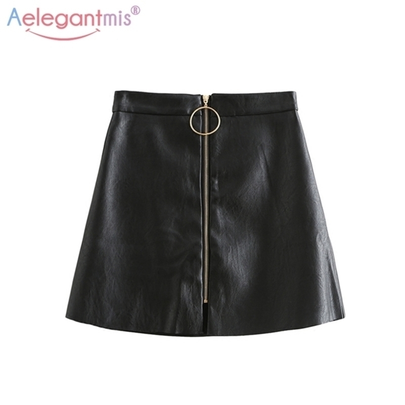 Aelegantmis Spring Summer Casual PU Leather Skirt Women Elegant Zipper Mini ALine Skirt Lady Skinny High Waist Skirts Black Y200326
Aelegantmis Spring Summer Casual PU Leather Skirt Women Elegant Zipper Mini ALine Skirt Lady Skinny High Waist Skirts Black Y200326