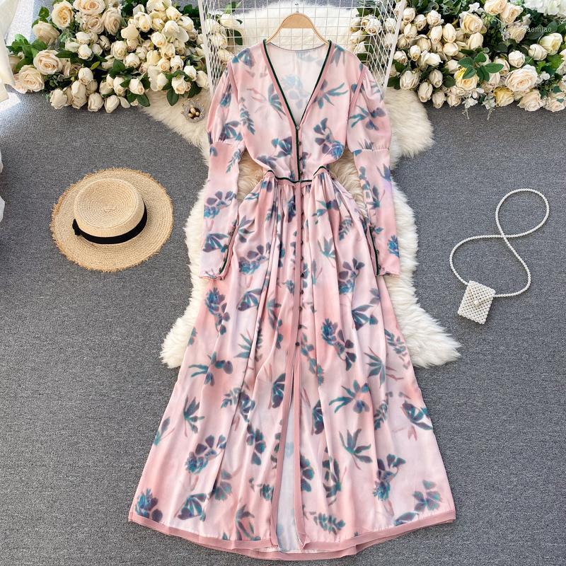 Casual Dresses SINGREINY French Print Maxi Dress Women Retro Puff Sleeve V Neck Single Breasted A-line Spring Bohemian Long, Pink
Casual Dresses SINGREINY French Print Maxi Dress Women Retro Puff Sleeve V Neck Single Breasted A-line Spring Bohemian Long, Pink