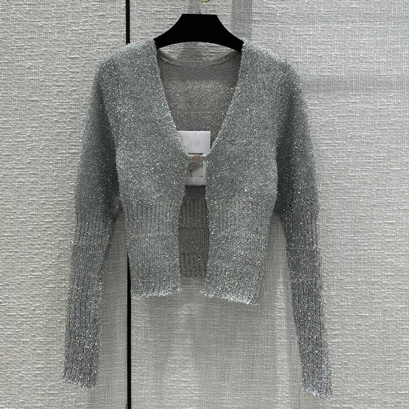 Women's Knits & Tees Fashion Sexy Single Button Cardigan For Women High End Quality Deep V-Neck Slim Lurex Knit Shirt O-Neck Long Sleeve Top, As pic
Women's Knits & Tees Fashion Sexy Single Button Cardigan For Women High End Quality Deep V-Neck Slim Lurex Knit Shirt O-Neck Long Sleeve Top, As pic