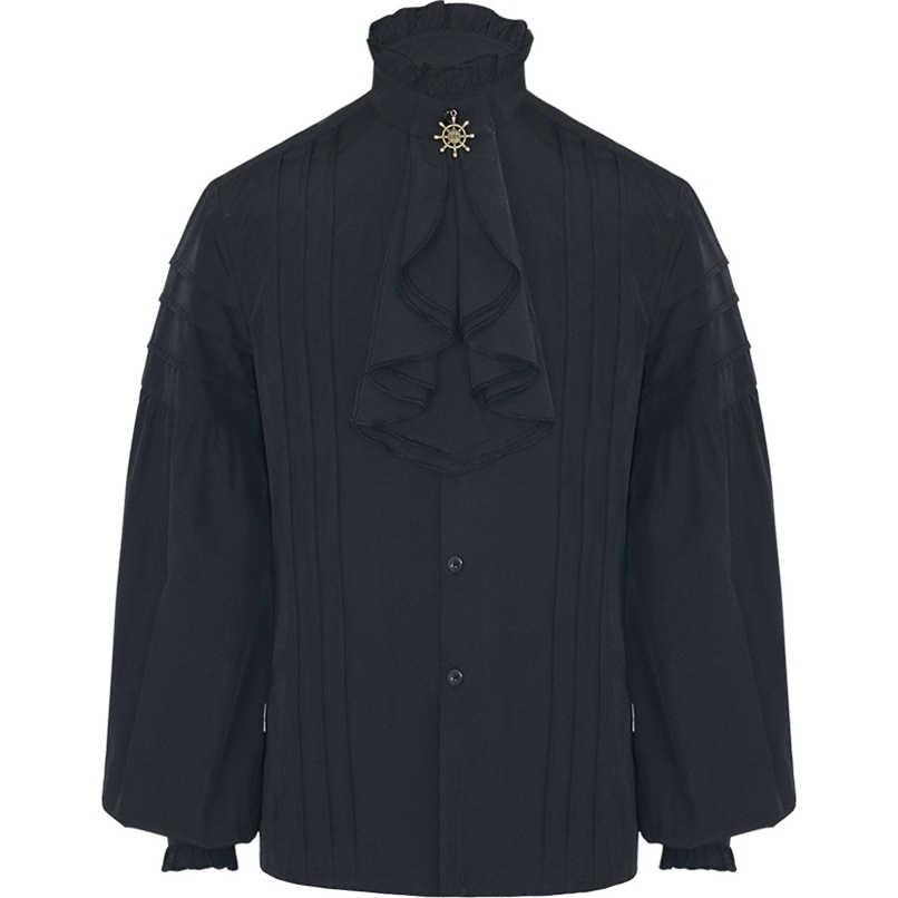 Mens Pirate Medieval Shirts Ruffle Steampunk Gothic Shirt Men Halloween Costume Cosplay Renaissance Victorian Tops Chemise Homme 220322
