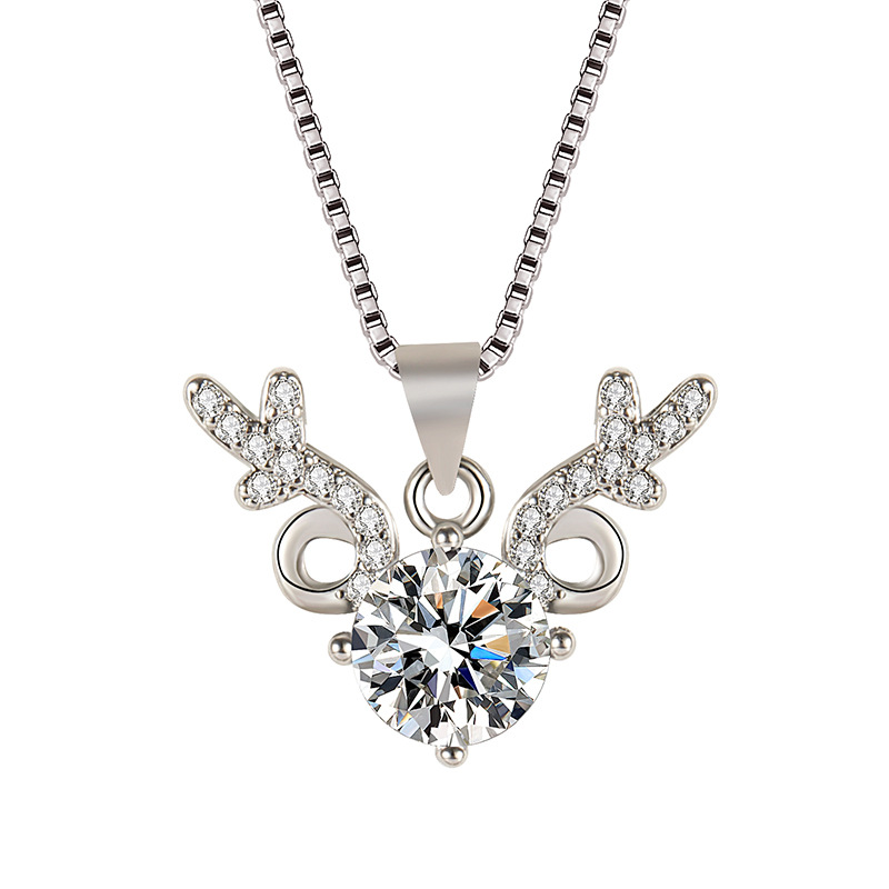 Fashion Silver Deer Elk Pendant Necklace Moissanite Zircon Antler Necklace Ladies Luxury Jewelry Necklace
Fashion Silver Deer Elk Pendant Necklace Moissanite Zircon Antler Necklace Ladies Luxury Jewelry Necklace
