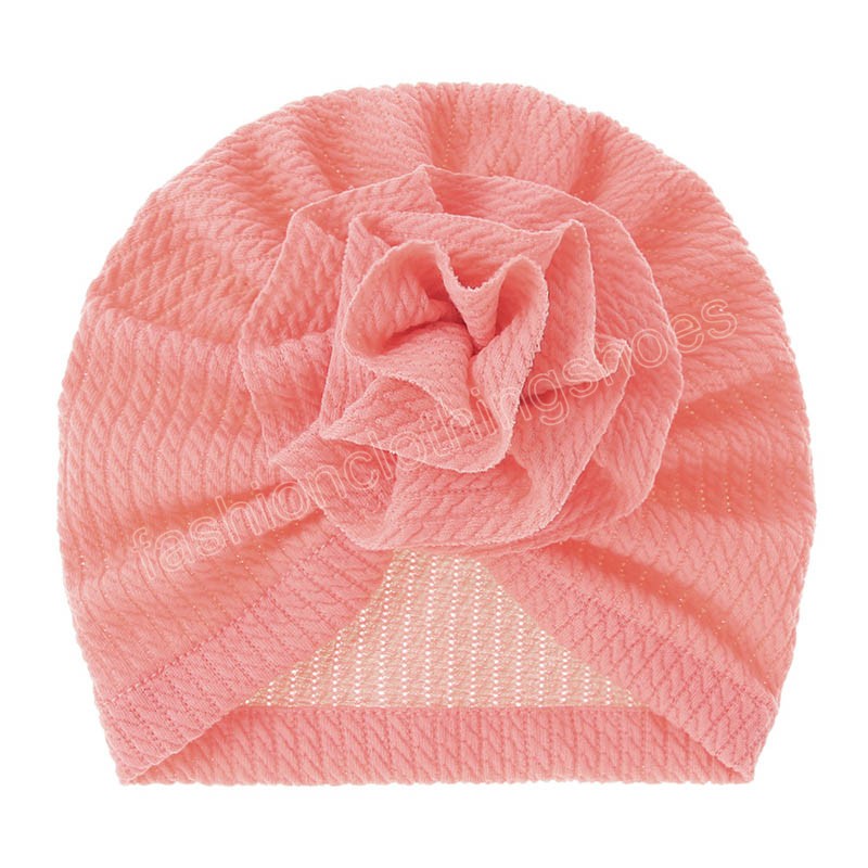 Solid Color Baby Hat Big Ruffled Flower Baby Girl Turban Head Wraps Kids Bonnet Beanie Newborn Photography Props