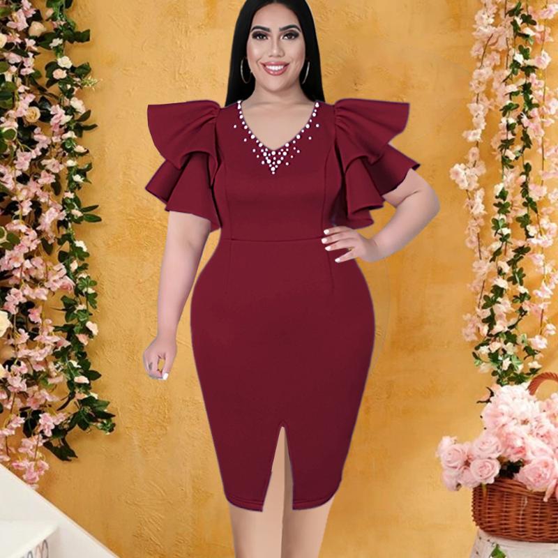 Plus Size Dresses Dress For Women Fashion V Neck Ruffle Sleeves Beaded Party DressesPlus, Red
Plus Size Dresses Dress For Women Fashion V Neck Ruffle Sleeves Beaded Party DressesPlus, Red
