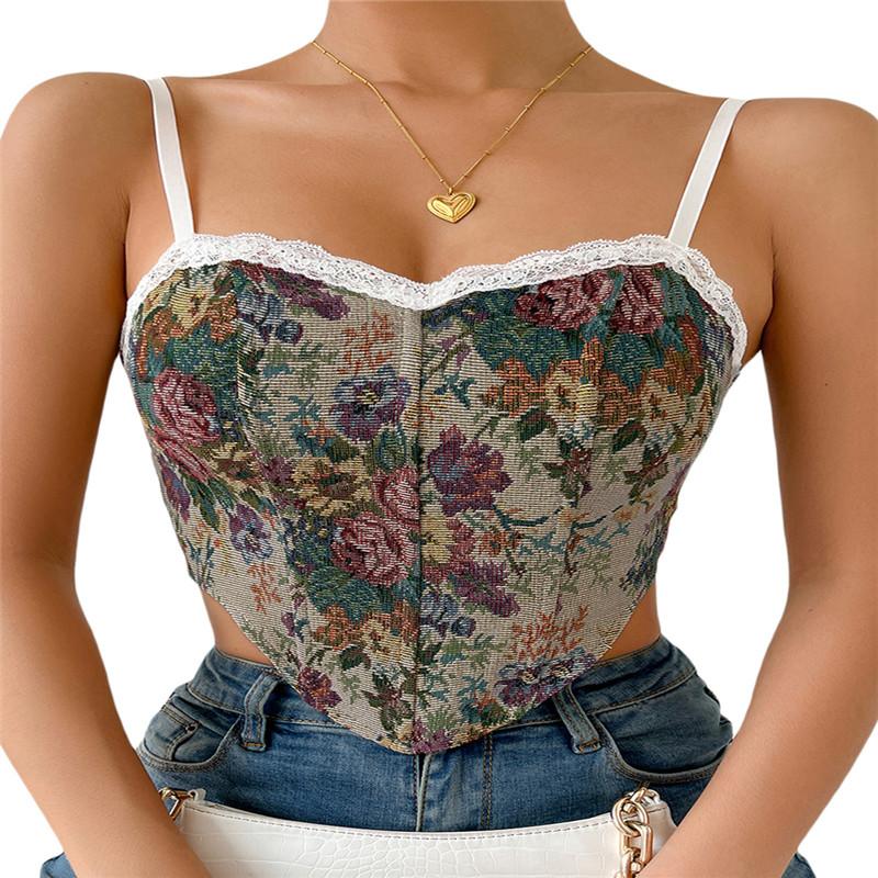 Women' Tanks & Camis Women Hanky Hem Camisole Y2K Corset Tops Green Flower Print Lace Tank Female Bandage Back Bodycon Vest Ladies Camisole
Women' Tanks & Camis Women Hanky Hem Camisole Y2K Corset Tops Green Flower Print Lace Tank Female Bandage Back Bodycon Vest Ladies Camisole
