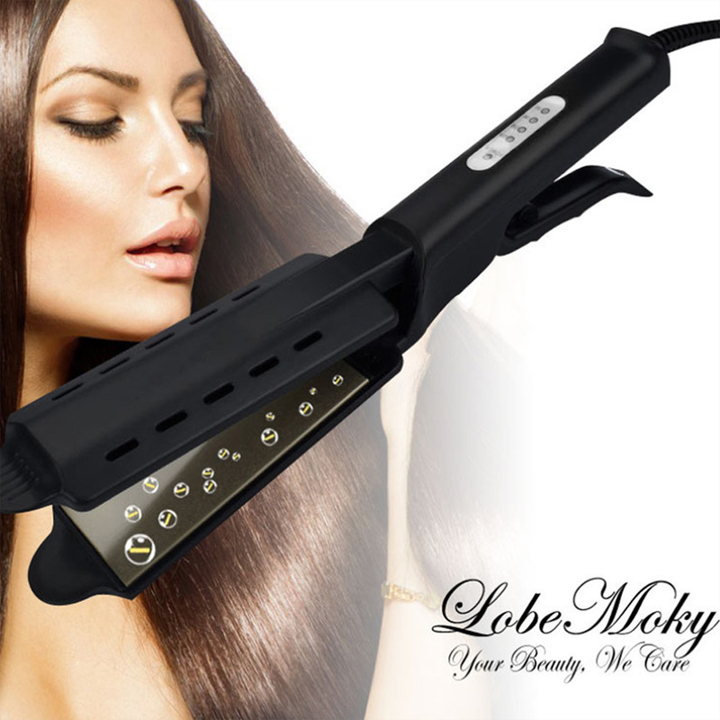 Four-Gear Adjustable Temperature Ceramic Steam Hair Curler Straightener Brush Home Flat Iron straightener Comb Hair Tools 220623