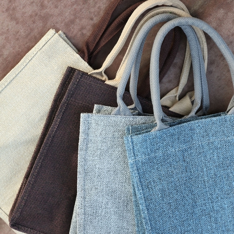 Jute Burlap Tote Large Reusable Grocery Bags with Handles Women Shopping Bag Beach Travel Storage Organizer X7YA 220611