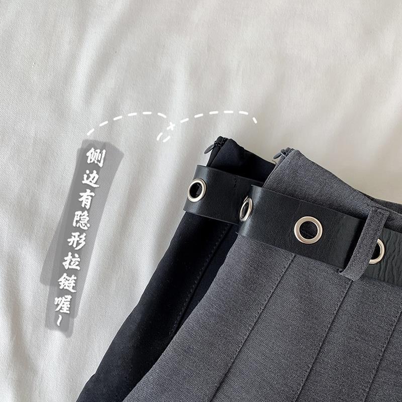 Feiernan Black Pleated Skirt Women Punk Girl High Waist Mini Korean Style Y2K Uniform Solid Vintage Alt E-girl Outfit 220322