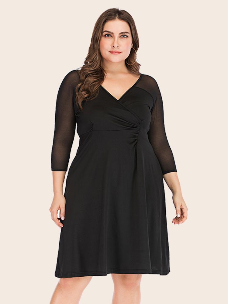 Plus Size Dresses Women Summer Casual Solid Lace Three Quarter Sleeve A-Line Dress Fashion Oversize V-Neck Knee-Length VestidosPlus, Black
Plus Size Dresses Women Summer Casual Solid Lace Three Quarter Sleeve A-Line Dress Fashion Oversize V-Neck Knee-Length VestidosPlus, Black