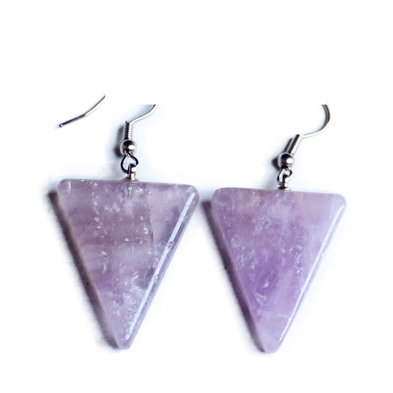 Natural Gem Stone Pendant Dangle Earring For Women Triangle Opal Tiger eye Rose quartz Amethyst Turquoises Crystal Round Statement Drop Earring