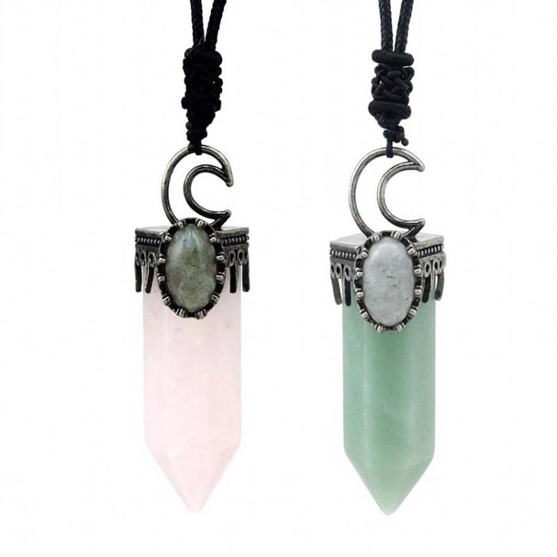 Pendant Necklaces KFT Natural Healing Crystal Quartz Labradorite Pendulum Hexagon Energy Reiki Amulet Crescent Moon Stone Rope Neckalce
Pendant Necklaces KFT Natural Healing Crystal Quartz Labradorite Pendulum Hexagon Energy Reiki Amulet Crescent Moon Stone Rope Neckalce