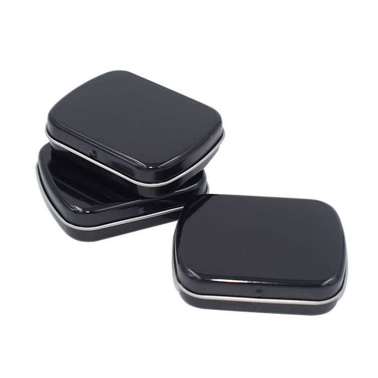 60*47*15mm small black white mini rectangular hinged lid metal tins tin box case hinge