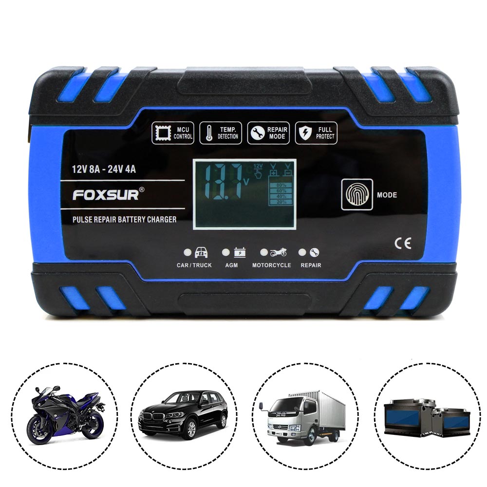 Car Battery Charger 12/24V 8A Touch Screen Pulse Repair LCD Fast Power Charging Wet Dry Lead Acid Digital LCD Display
Car Battery Charger 12/24V 8A Touch Screen Pulse Repair LCD Fast Power Charging Wet Dry Lead Acid Digital LCD Display