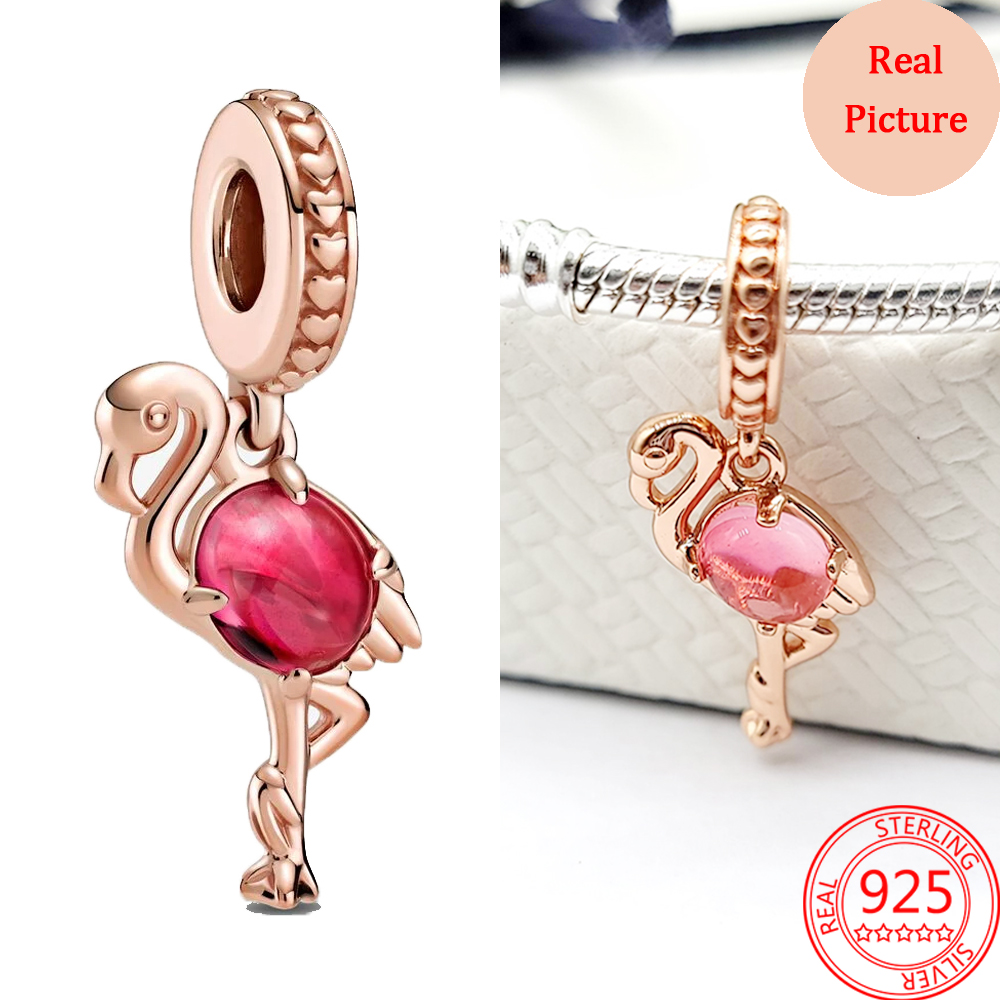 New Popular 925 Sterling Silver Charm Colorful Gems Hollow Out Design Charm For Bracelets Ladies Jewelry Gift Accessories