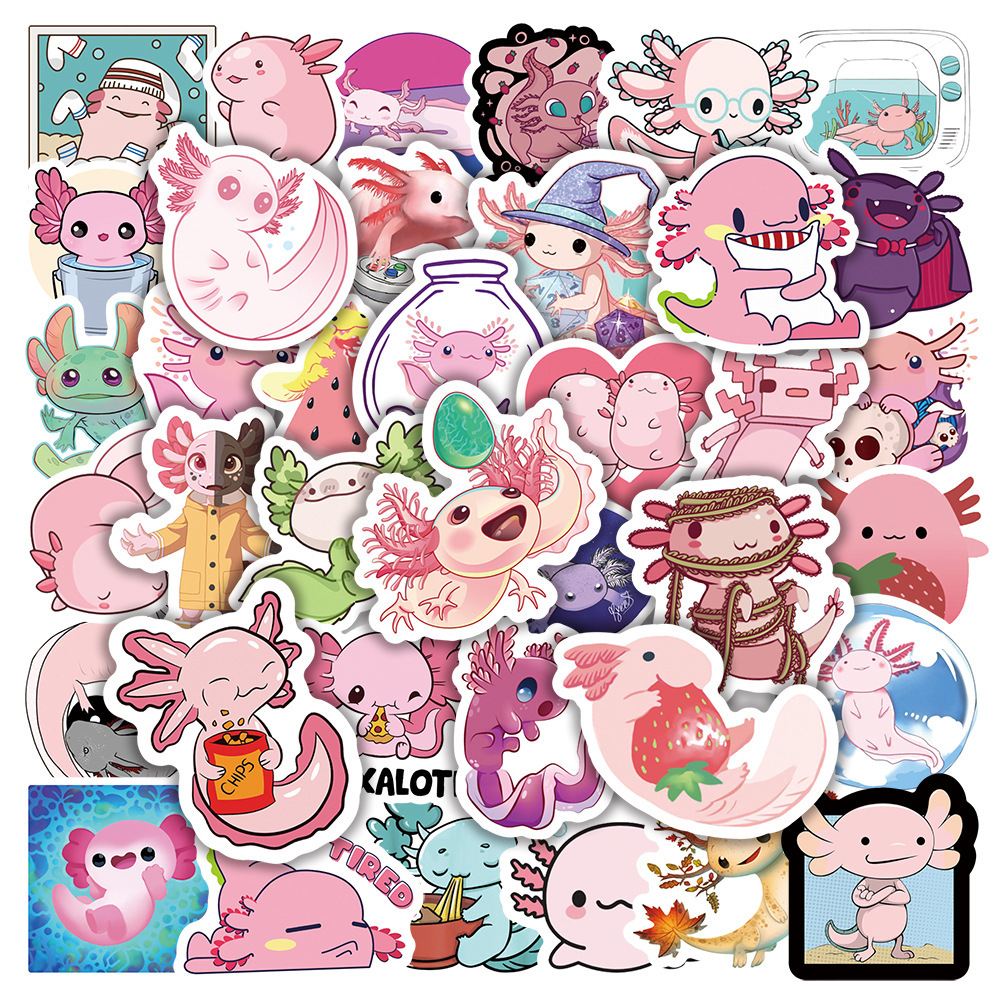Waterproof 10/30/50pcs Cute Animal Axolotl Graffiti Stickers Cartoon Decals Kids Toy Diary Scrapbook Bike Phone Laptop Car Kawaii Sticker Car sticker