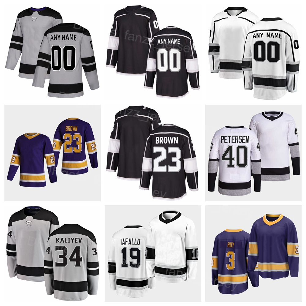 Hockey 23 Dustin Brown Jersey 34 Arthur Kaliyev 19 Alex Iafallo 3 Matt Roy 46 Blake Lizotte 50 Sean Durzi 18 Rasmus Kupari 7 Tobias Bjornfot Reverse Retro Black White, Grey
Hockey 23 Dustin Brown Jersey 34 Arthur Kaliyev 19 Alex Iafallo 3 Matt Roy 46 Blake Lizotte 50 Sean Durzi 18 Rasmus Kupari 7 Tobias Bjornfot Reverse Retro Black White, Grey