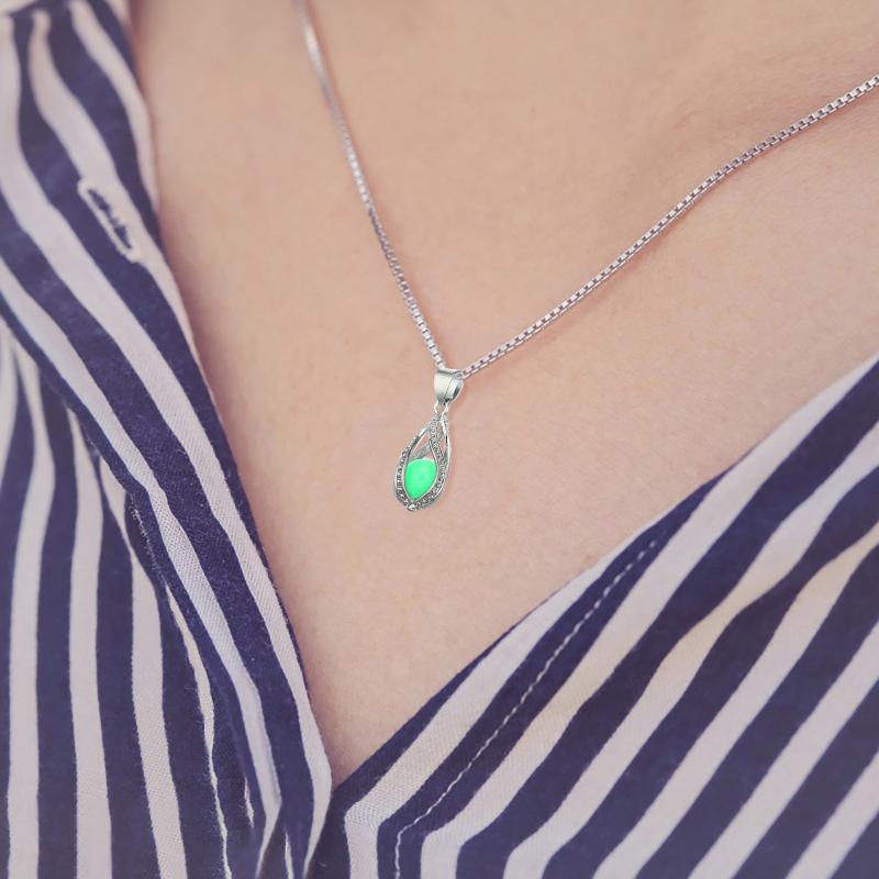 Chains Layered Necklace Silver Glow In The Dark Dragon Egg Mermaid Tear Glowing 925 Heart NecklaceChains