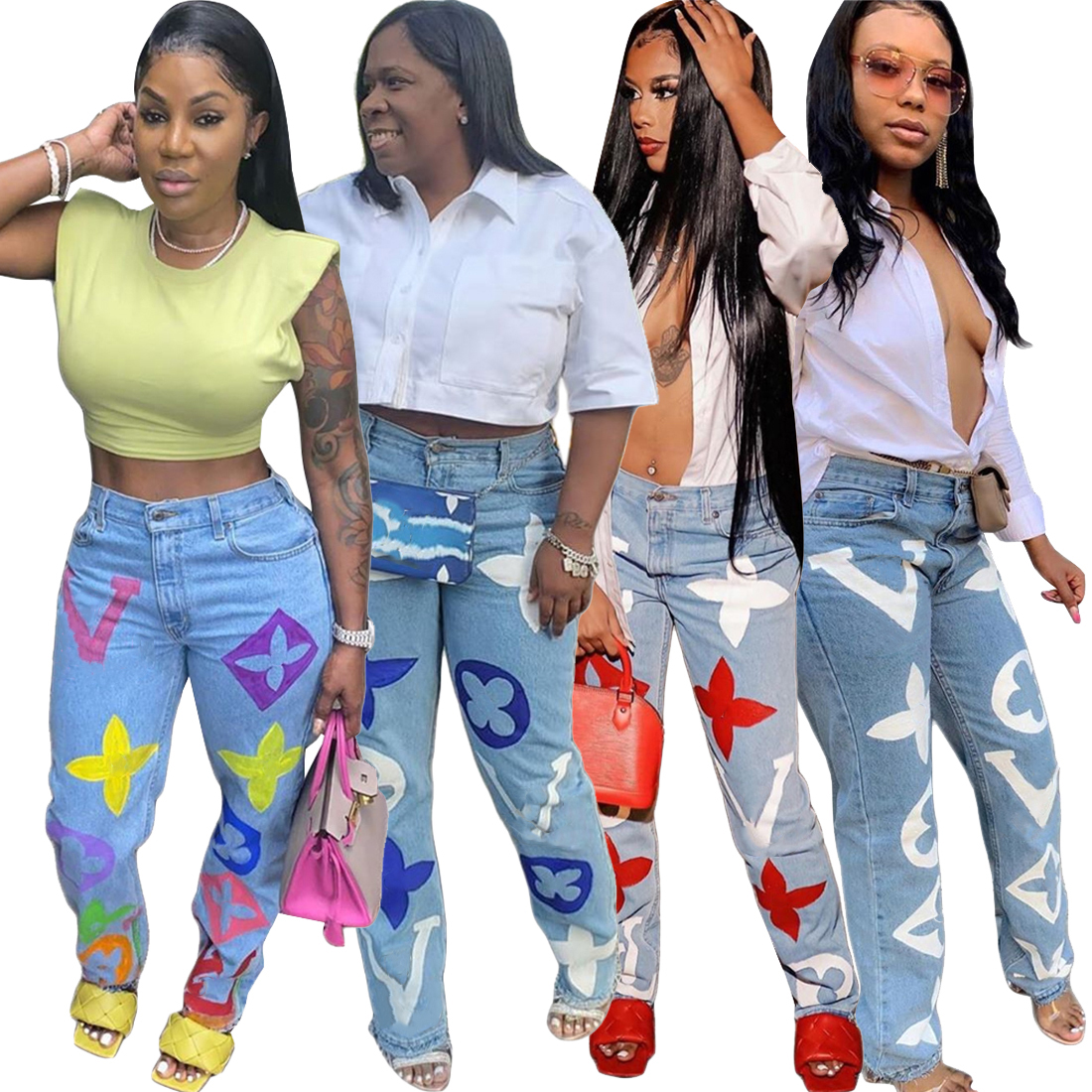Designer Sexy Summer New Fashion Printed Women's Jeans Skinny High Waist Blue White Casual Pencil Pants
Designer Sexy Summer New Fashion Printed Women's Jeans Skinny High Waist Blue White Casual Pencil Pants