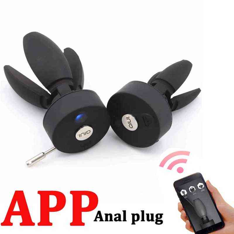 Nxy Anal Toys App Remote Control Butt Plug Chastity Device Ass Expander Qiui Pear Flower Anus Locking Belt Sex for Men Women Gay 220506