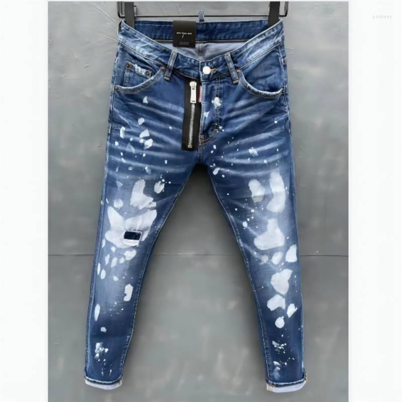 Men's Jeans Men's Skinny With Ripped Holes And Elastic Paint Spray Blue Stitching Beggar Pants 031-1#Men's, 031-1
Men's Jeans Men's Skinny With Ripped Holes And Elastic Paint Spray Blue Stitching Beggar Pants 031-1#Men's, 031-1