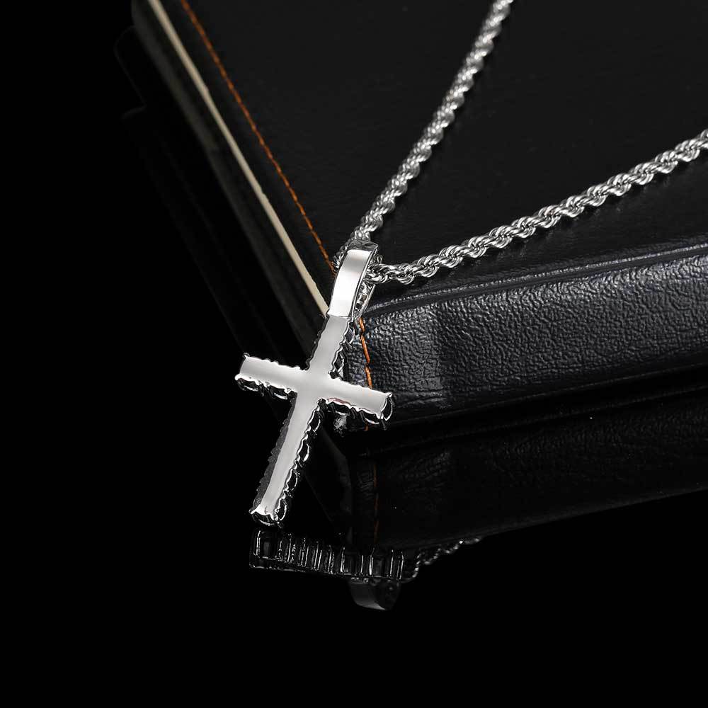 Diamond Stone Cross Pendants Necklace Jewelry Men Women Lover Gift Couple Religious Jewelry