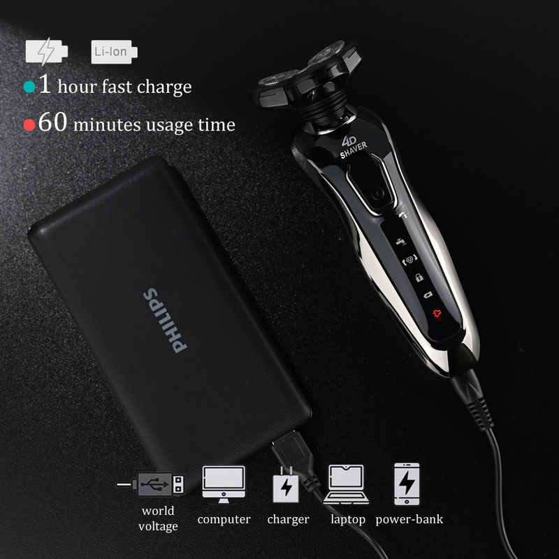 Electric Razor Rechargeable Electric Shaver For Men Wet & Dry 4D Floating Heads Shaving Machine Beard Trimmer Hair Clipper 220624