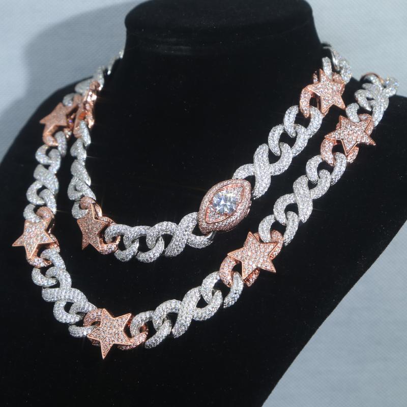 Chokers Big Heavy Full Iced Out Bling CZ Cuban Infinity Chain Silver Rose Two Tone Gold Color Star Eye Charm Hip Hop NecklaceChoke