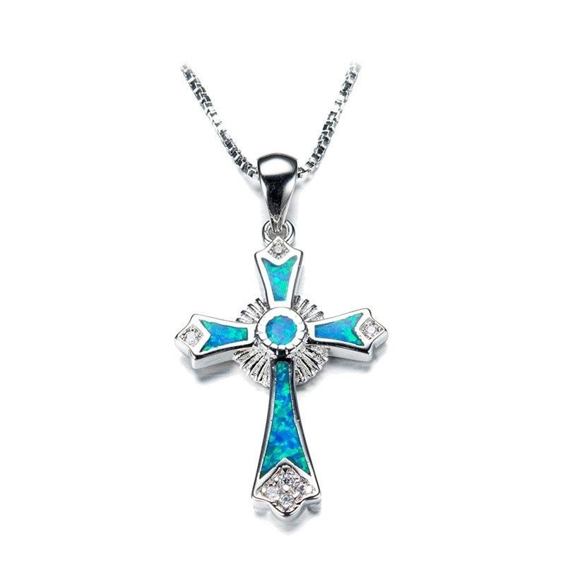 Pendant Necklaces Opal Blue Cross Wedding Charm Jewelry Necklace With Accessories Gift Fine For WomenPendant
Pendant Necklaces Opal Blue Cross Wedding Charm Jewelry Necklace With Accessories Gift Fine For WomenPendant