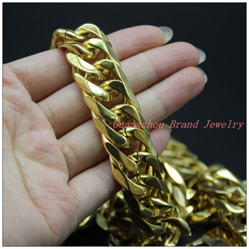 Chains 8-40"18mm High Quality Cool 316L Stainless Steel Gold Mens Boys Necklace Curb Chain Heavy Huge JewelryChains
Chains 8-40"18mm High Quality Cool 316L Stainless Steel Gold Mens Boys Necklace Curb Chain Heavy Huge JewelryChains