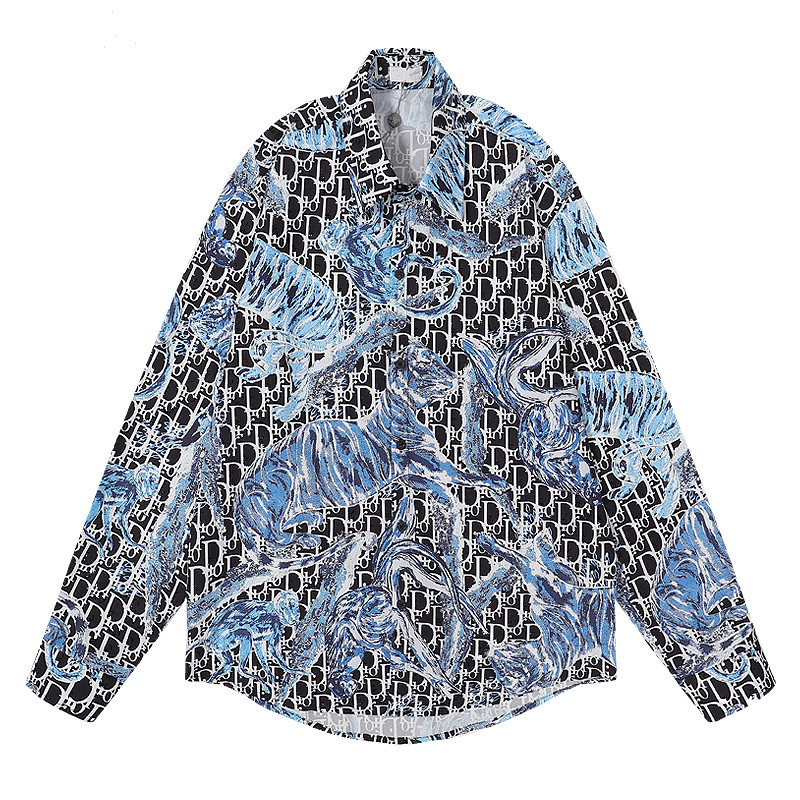 New Spring Autumn Long Sleeve DesignerS Bowling Shirts Men Fashion Floral Print Dress Shirt Man RegularFit Casual Shirt PLUS