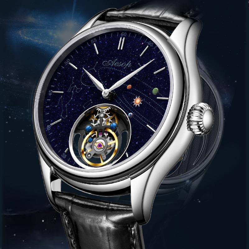 Wristwatches Aesop Men's Luxury Tourbillon Mechanical Man Watch Sapphire Diamond Movement For Men Blue Sandstone WaterproofWristwatches
Wristwatches Aesop Men's Luxury Tourbillon Mechanical Man Watch Sapphire Diamond Movement For Men Blue Sandstone WaterproofWristwatches