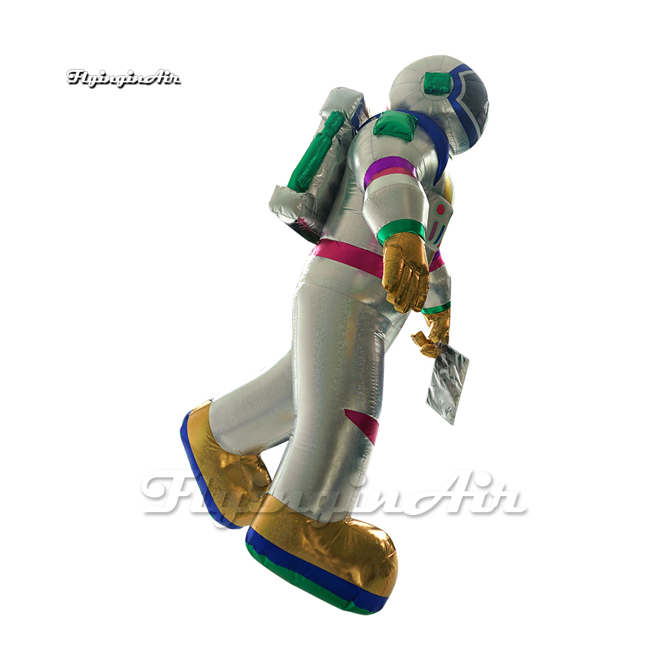 Customized Inflatable Astronaut Spacewalk Shape 2m/4m Hanging Shiny Air Blow Up Walking Spaceman For Theme Party Decoration