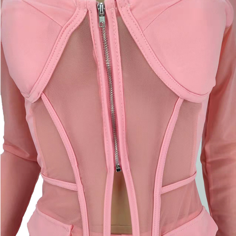 Summer Women Tracksuit Two Piece Set Sheer Mesh Shirt Coat Panty Solid Color See Through Party Night Cloths Outift 220526