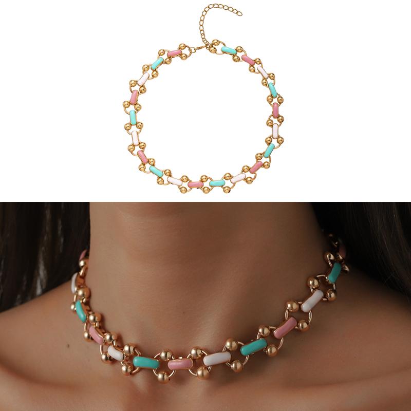 Chokers Leisure Holiday Rainbow Necklace Small Golden Ball Drop Oil Colorful Collarbone Chain Fashion Choker NecklaceChokers
Chokers Leisure Holiday Rainbow Necklace Small Golden Ball Drop Oil Colorful Collarbone Chain Fashion Choker NecklaceChokers