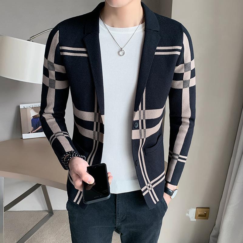 Men's Sweaters Knitted Sweater Jacket 2022 Men Fashion High Quality Brand Slim Striped Long Sleeve Suit Collar Cardigan Wool, Blue
Men's Sweaters Knitted Sweater Jacket 2022 Men Fashion High Quality Brand Slim Striped Long Sleeve Suit Collar Cardigan Wool, Blue