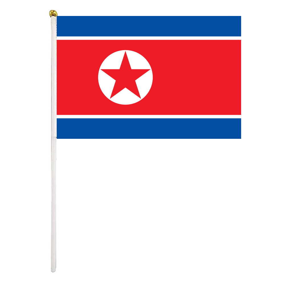 North Korea Hand Waving Flag 14X21CM Premium Polyester Mini World Country Flag Banner With Plastic Flagpole
North Korea Hand Waving Flag 14X21CM Premium Polyester Mini World Country Flag Banner With Plastic Flagpole
