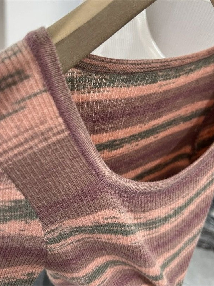 Summer T Shirt Women Oversized Woman Clothes Female Tops Short Sleeve Tee s Tube Top Y2k Knit Canale Stripe Tshirt 220714