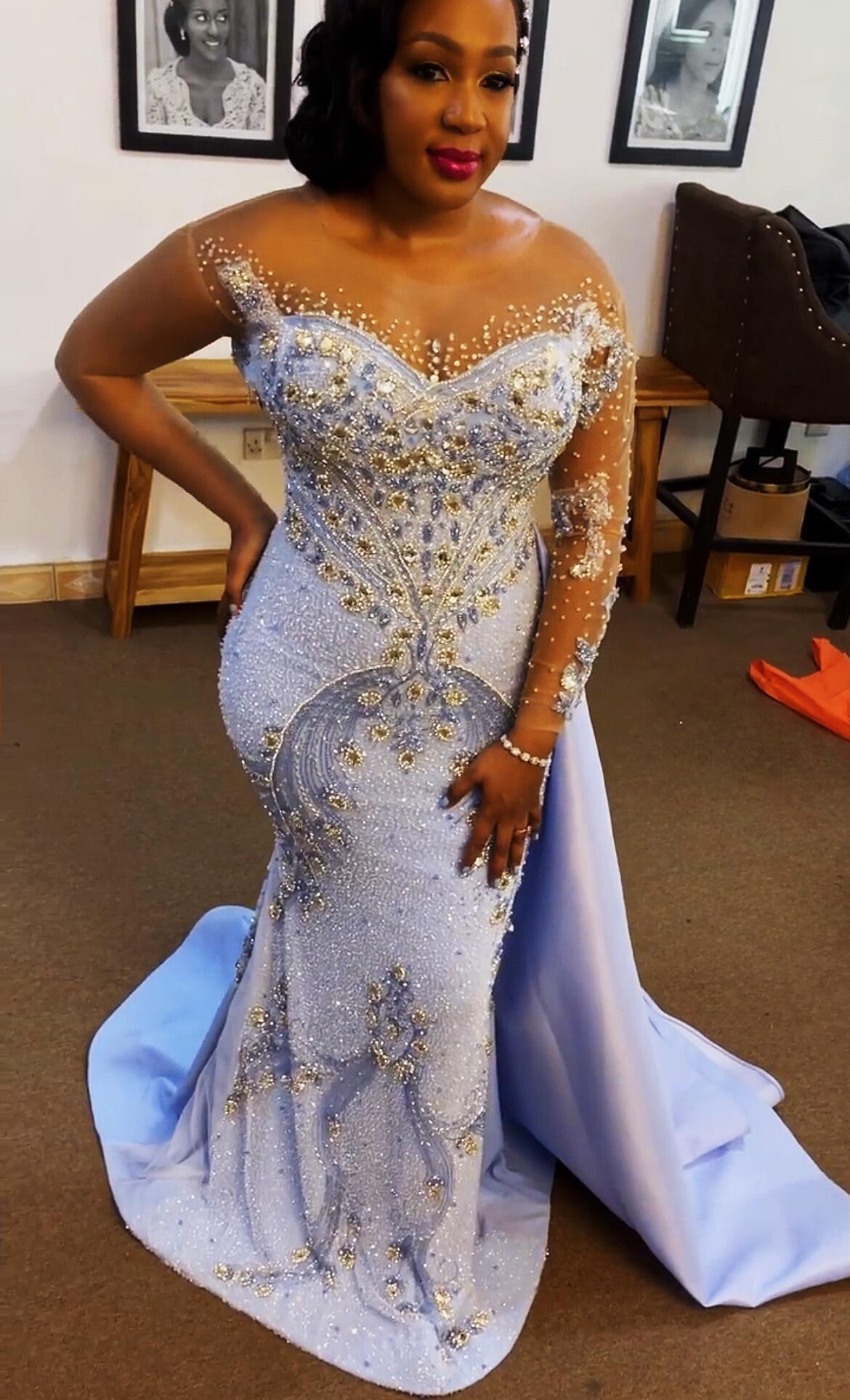 Plus Size Arabic Aso Ebi Luxurious Mermaid Sparkly Prom Dresses Beaded Crystals Evening Formal Party Second Reception Birthday Engagement Gowns Dress 