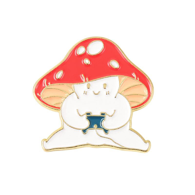 Cute Mushroom Kawaii Cartoon Brooches Pin for Women Fashion Dress Coat Shirt Demin Metal Funny Brooch Pins Badges Backpack Gift Je