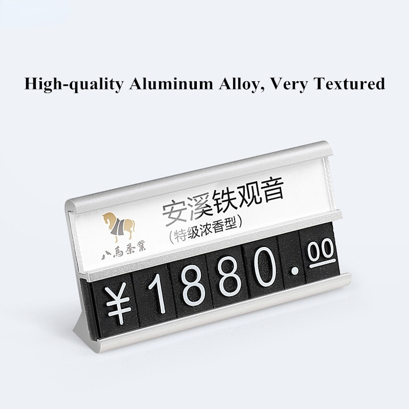 Adjustable Aluminum Price Cube Jewelry Display Tags Set Price Label Sign Card Holder Stand