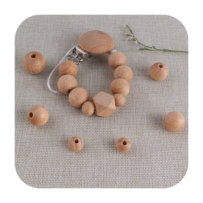 100Pcs Wooden Teething Accessories 1030mm Wooden Teether Chewable Round Beads DIY Craft Jewelry Ecofriendly Beech Beads 220519