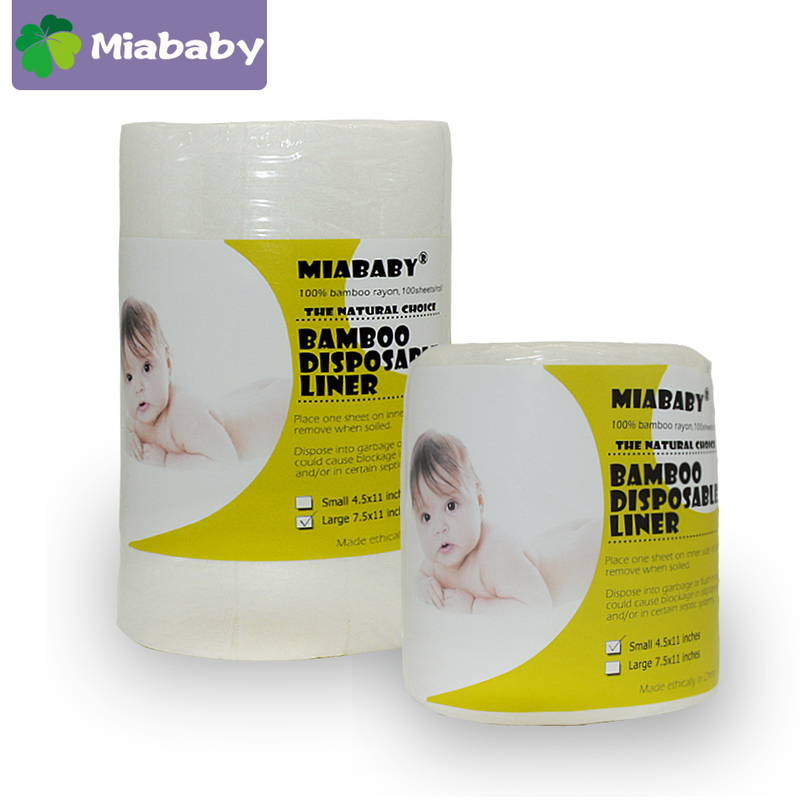 Miababy 3 rolls/set Disposable Diapers Liners Biodegradable & Flushable Nappy Cloth Diaper 100% Bamboo Rayon 220512